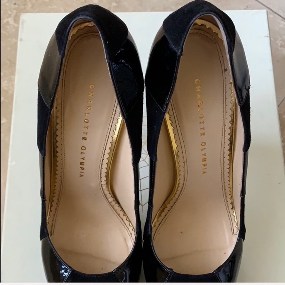 Charlotte Olympia Suede and Patent leather Priscilla In Stripes Pumps size 40 - Picture 5 of 6